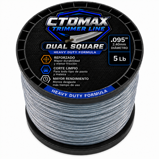 .095" Dual Square 5Lb (approx. 1,090') Spool Trimmer Line
