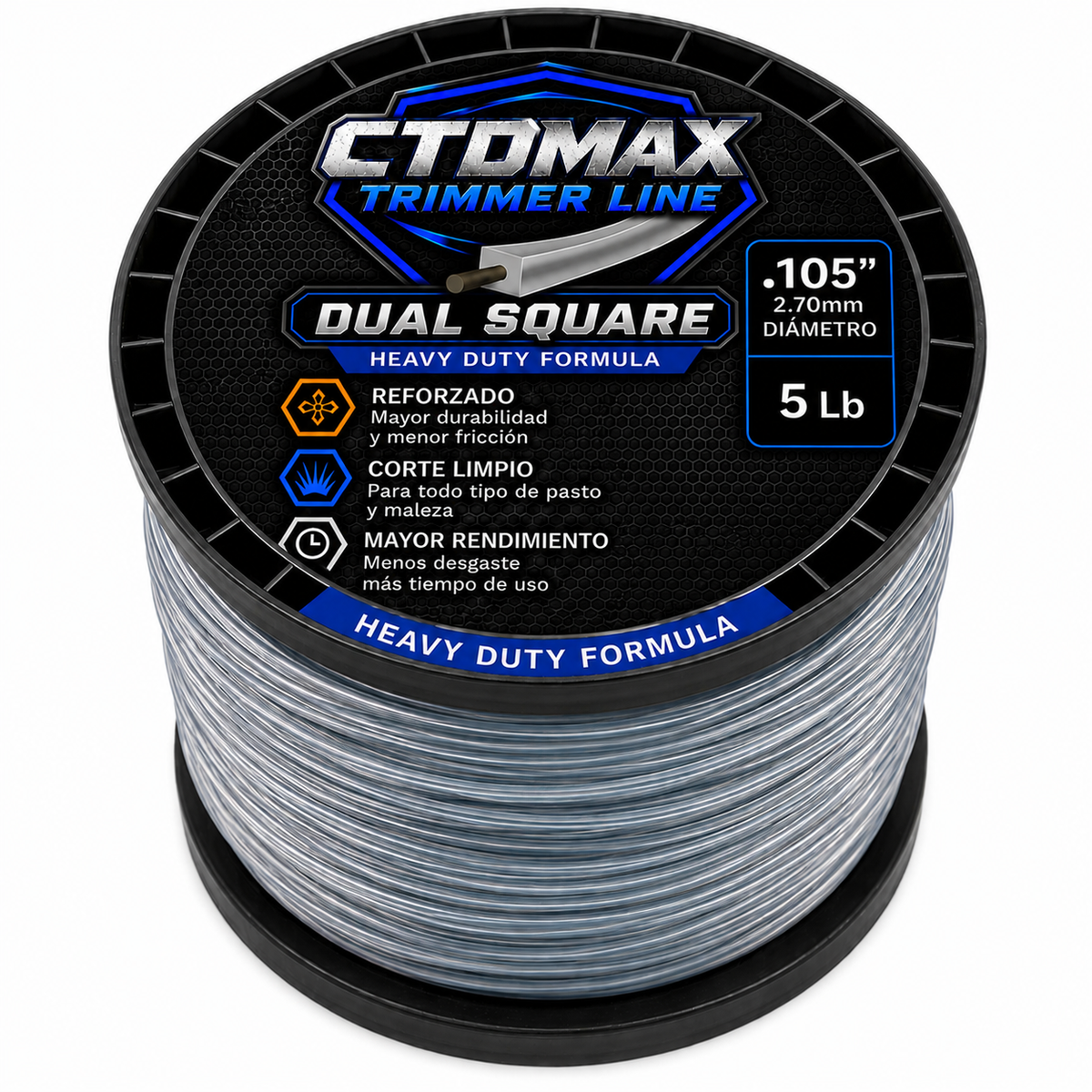 .105" Dual Square 5lb (approx. 970') Spool Trimmer Line