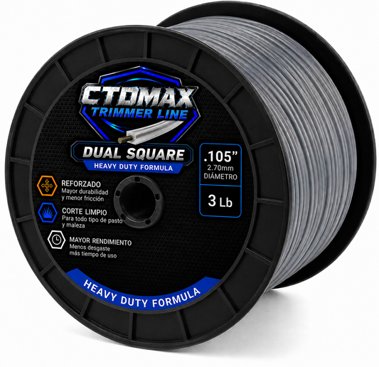 .105" Dual Square 3Lb (approx. 585') Spool Trimmer Line