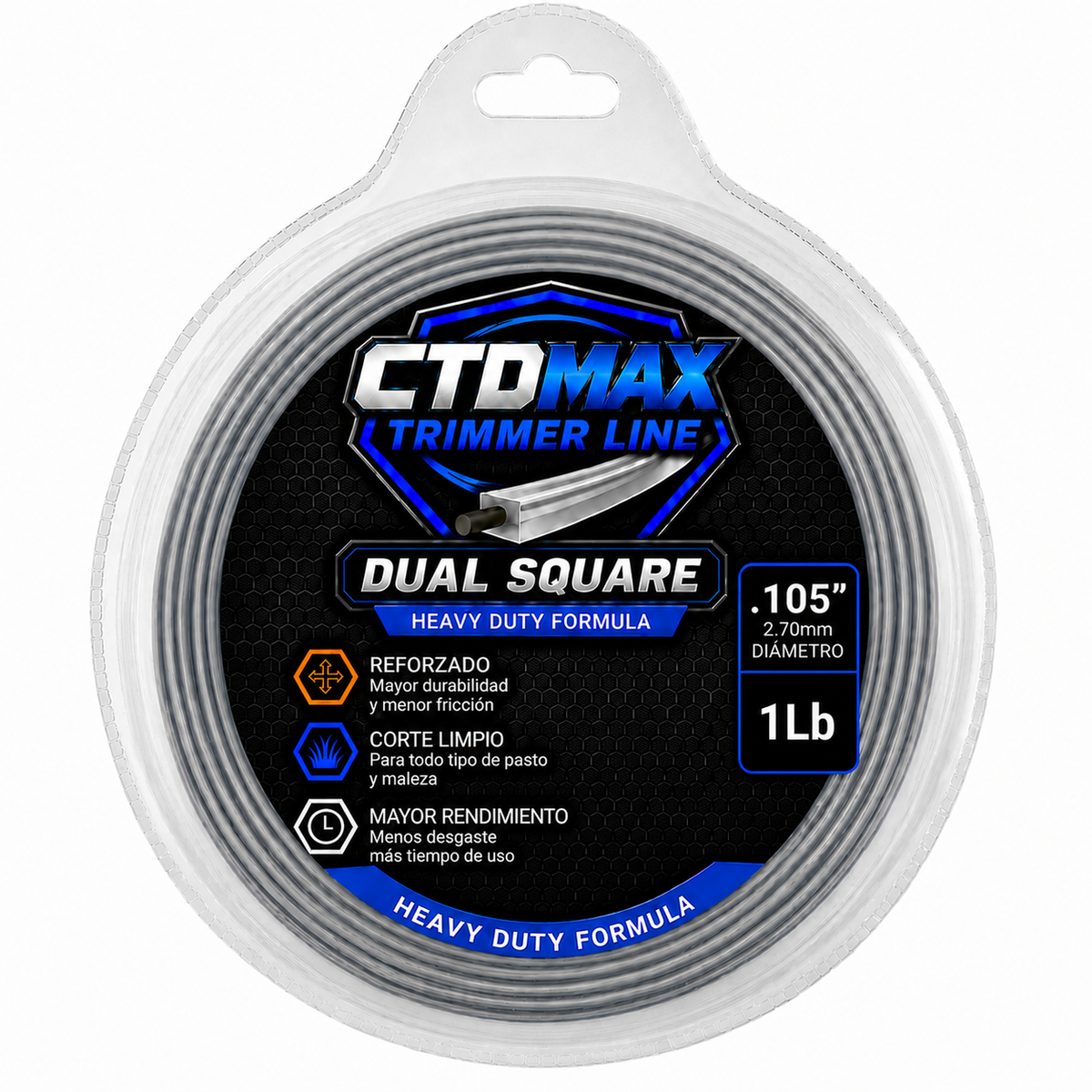 .105" Dual Square 1Lb (approx. 197') Blister Pack Trimmer Line