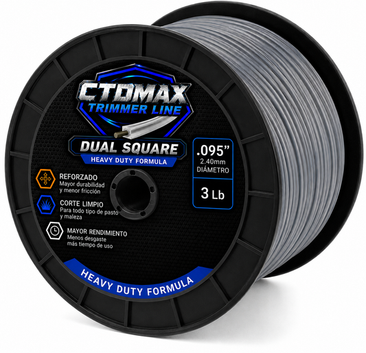 .095" Dual Square 3Lb (approx. 650') Spool Trimmer Line